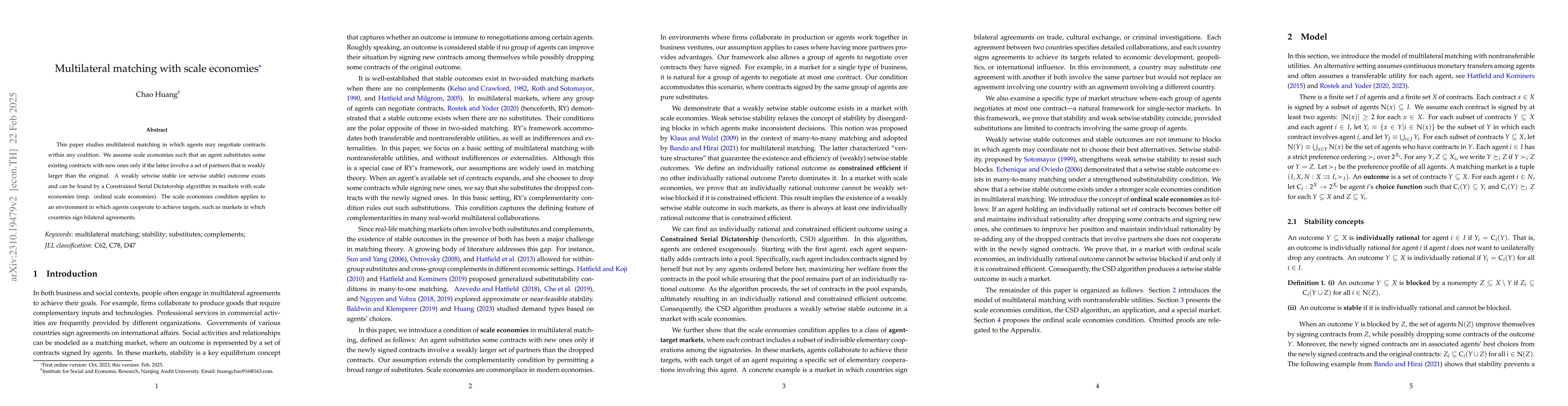 Thumbnail for Multilateral matching with scale economies