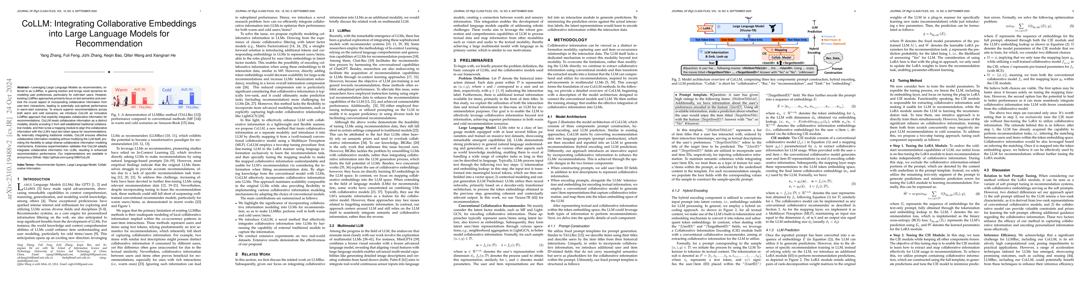 Thumbnail for CoLLM: Integrating Collaborative Embeddings into Large Language Models
  for Recommendation