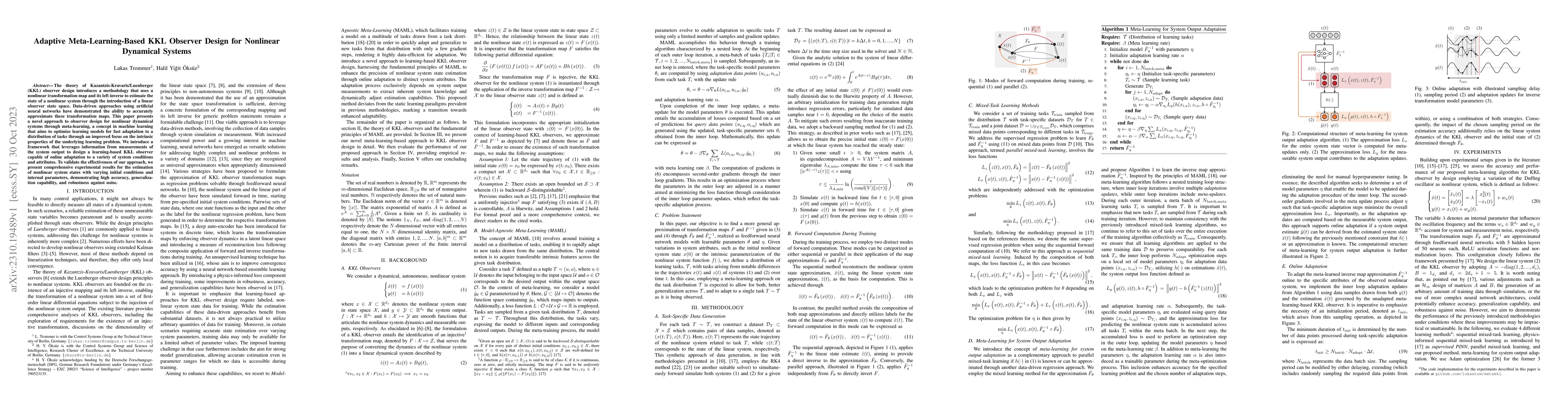 Thumbnail for Adaptive Meta-Learning-Based KKL Observer Design for Nonlinear Dynamical
  Systems
