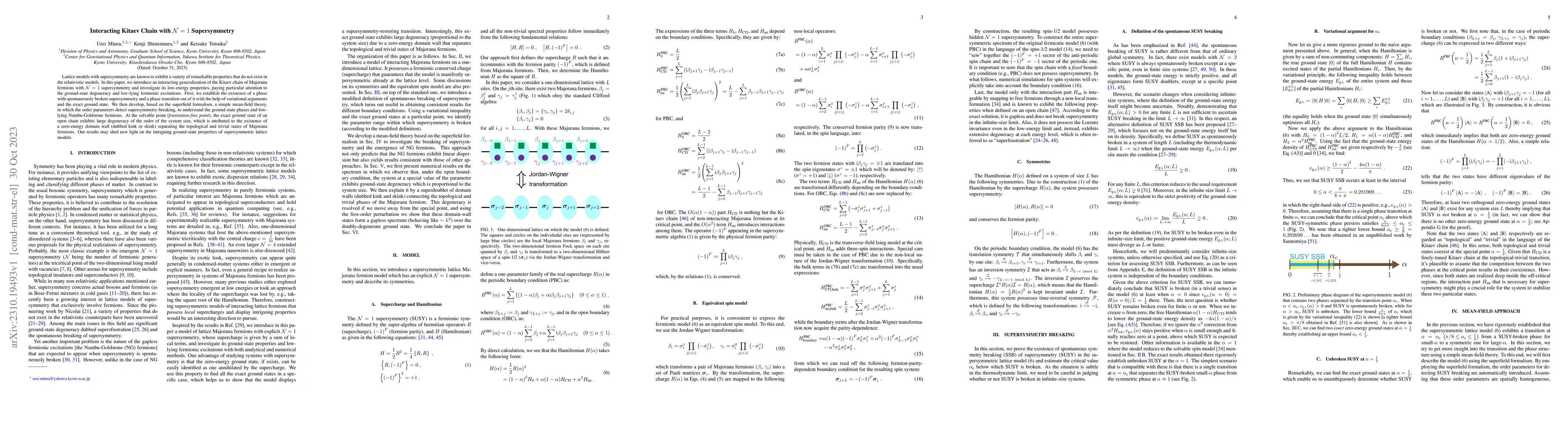 Thumbnail for Interacting Kitaev Chain with $\mathcal{N}=1$ Supersymmetry