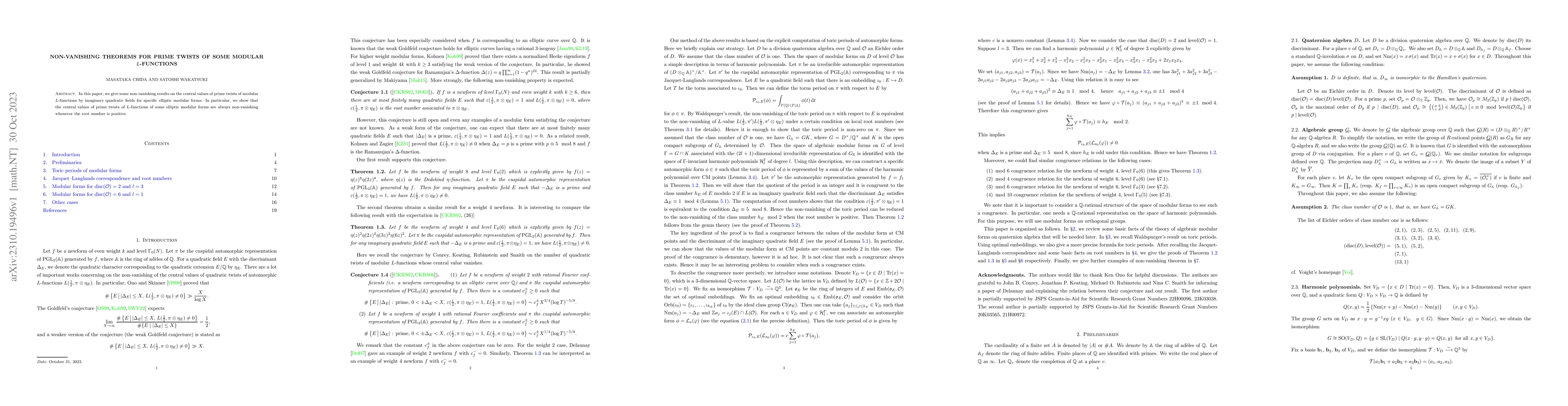 Thumbnail for Non-vanishing theorems for prime twists of some modular $L$-functions