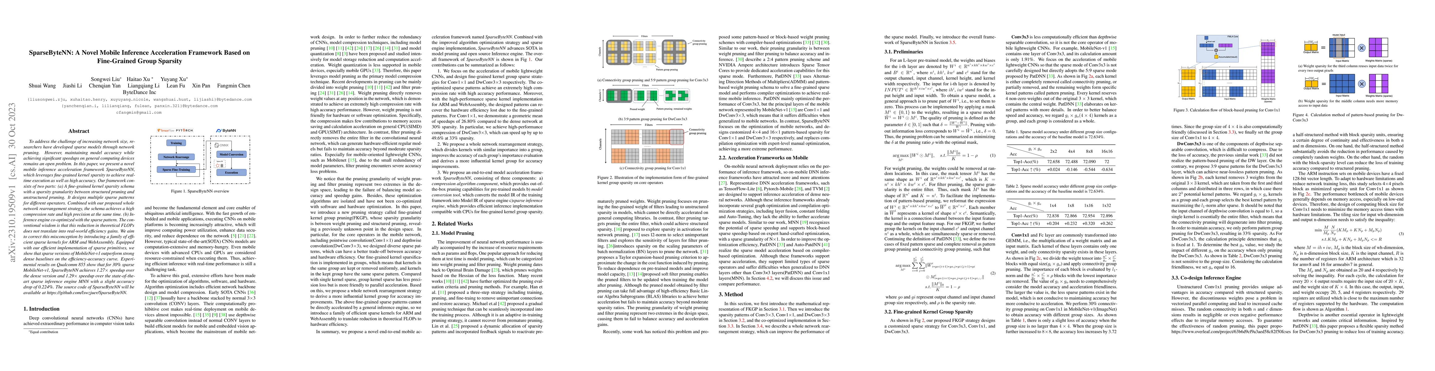 Thumbnail for SparseByteNN: A Novel Mobile Inference Acceleration Framework Based on
  Fine-Grained Group Sparsity