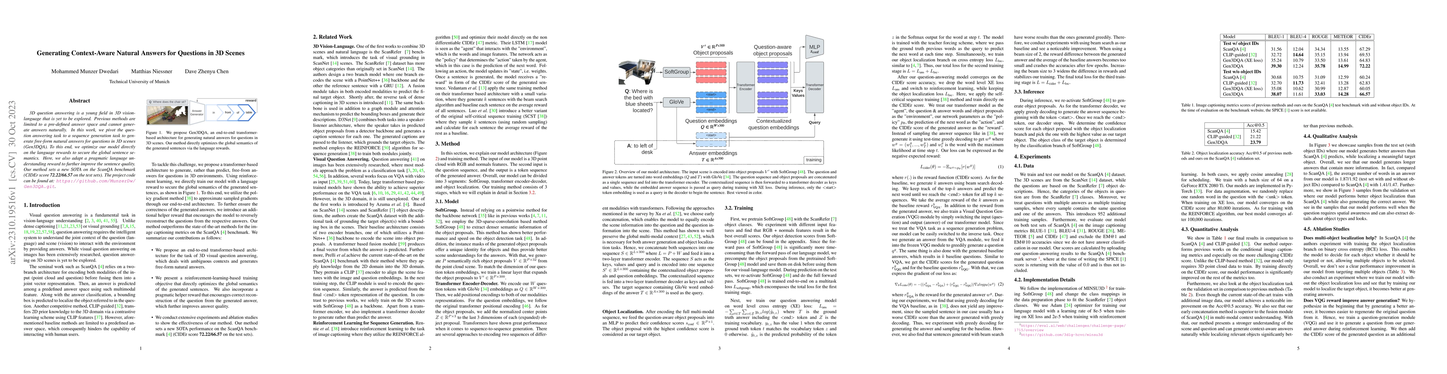 Thumbnail for Generating Context-Aware Natural Answers for Questions in 3D Scenes