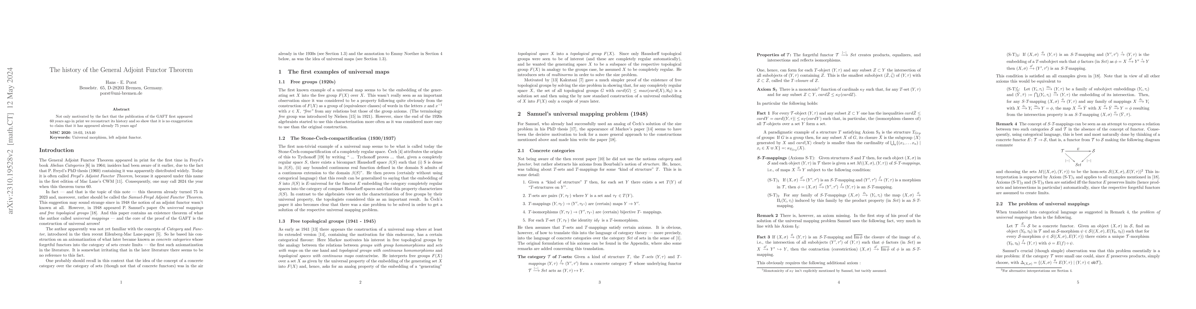 Thumbnail for The history of the General Adjoint Functor Theorem