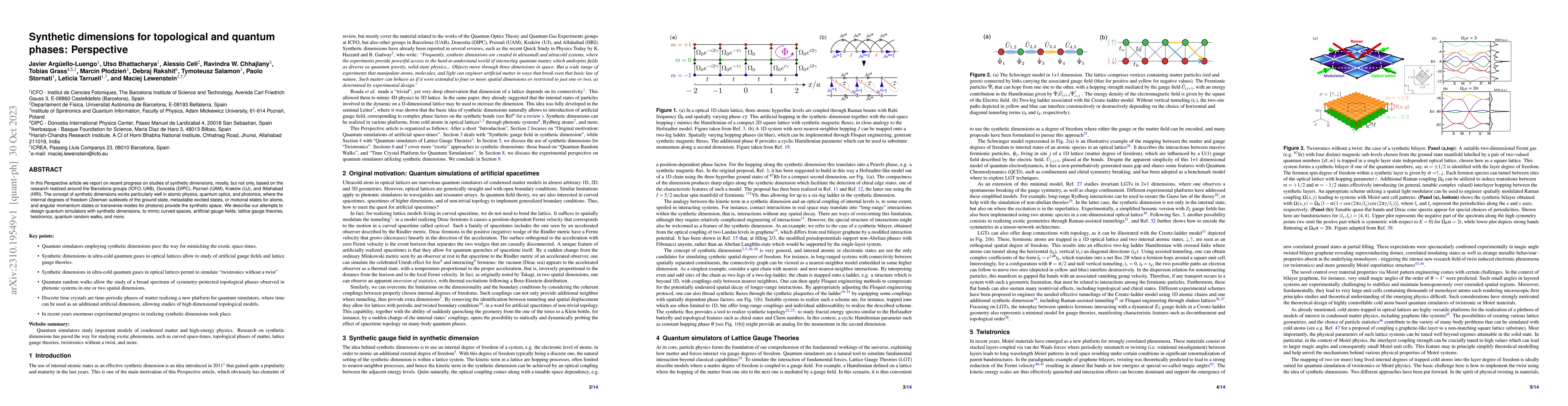 Thumbnail for Synthetic dimensions for topological and quantum phases: Perspective