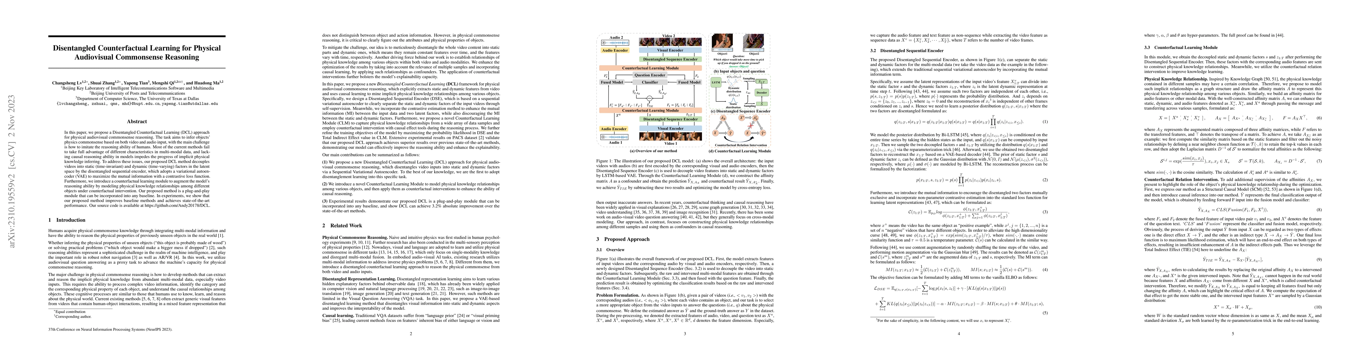 Thumbnail for Disentangled Counterfactual Learning for Physical Audiovisual
  Commonsense Reasoning