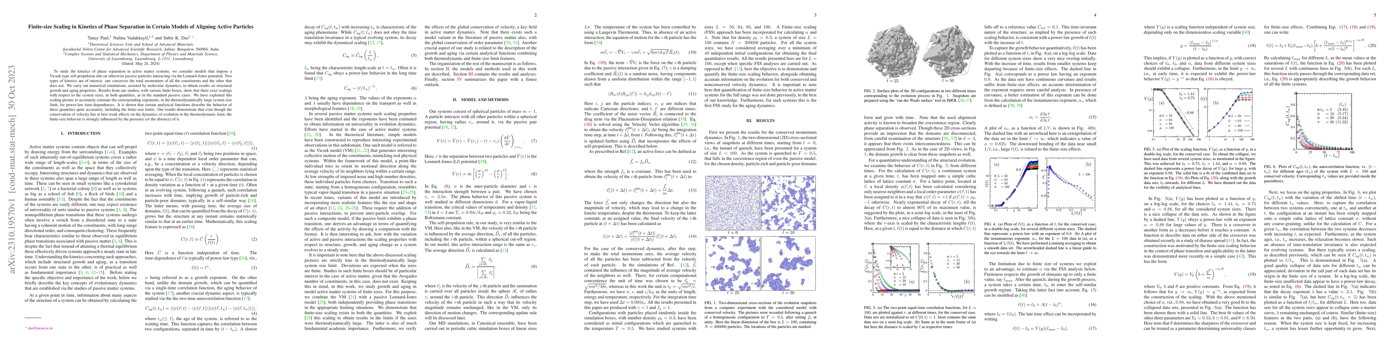 Thumbnail for Finite-size Scaling in Kinetics of Phase Separation in Certain Models of
  Aligning Active Particles