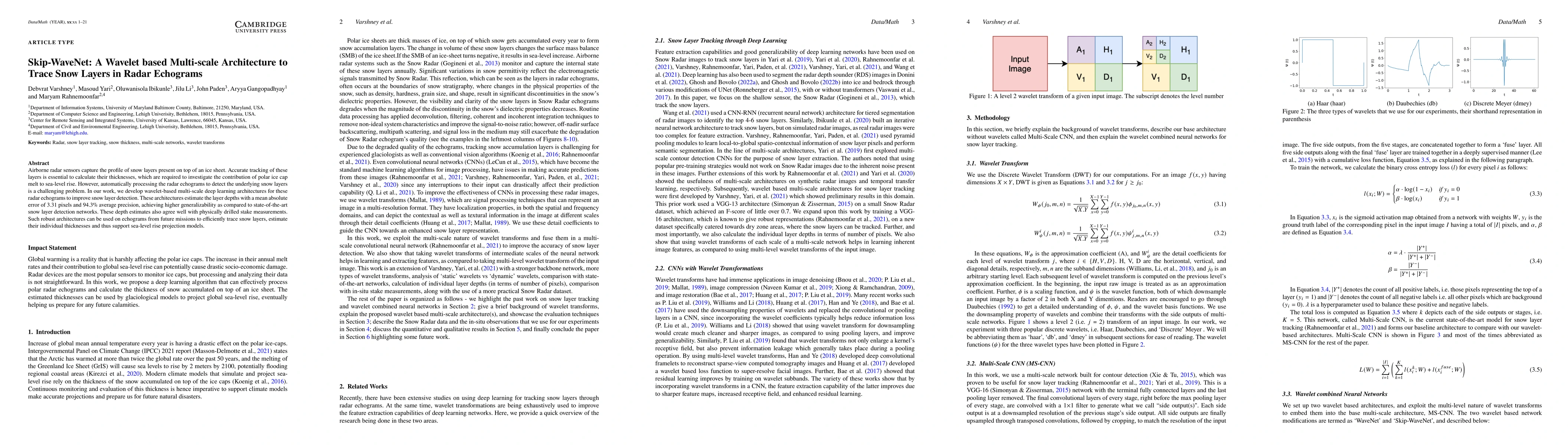 Thumbnail for Skip-WaveNet: A Wavelet based Multi-scale Architecture to Trace Firn
  Layers in Radar Echograms