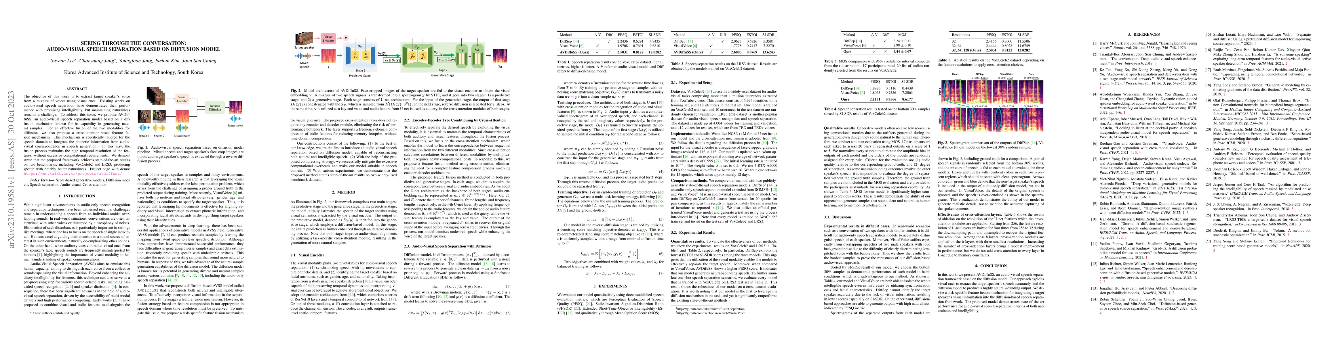 Thumbnail for Seeing Through the Conversation: Audio-Visual Speech Separation based on
  Diffusion Model