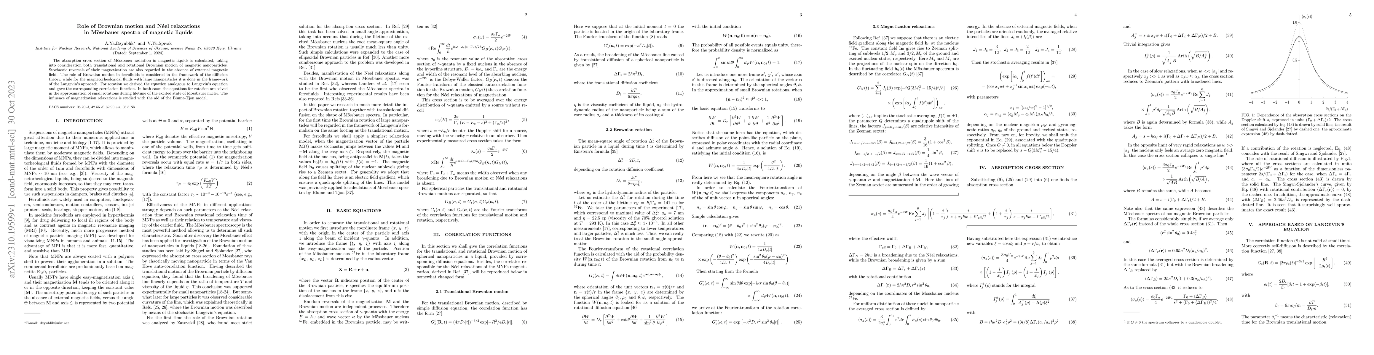 Thumbnail for Role of Brownian motion and N\'{e}el relaxations in Mossbauer spectra of
  magnetic liquids