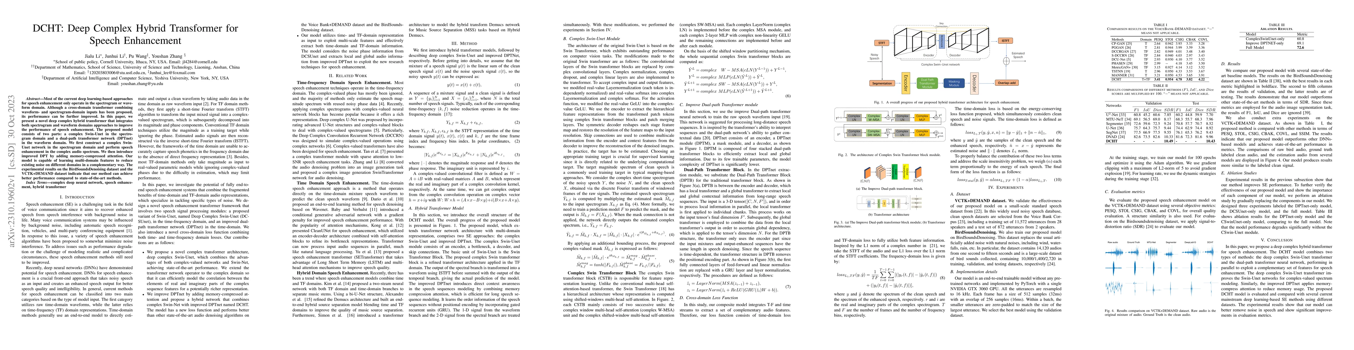 Thumbnail for DCHT: Deep Complex Hybrid Transformer for Speech Enhancement