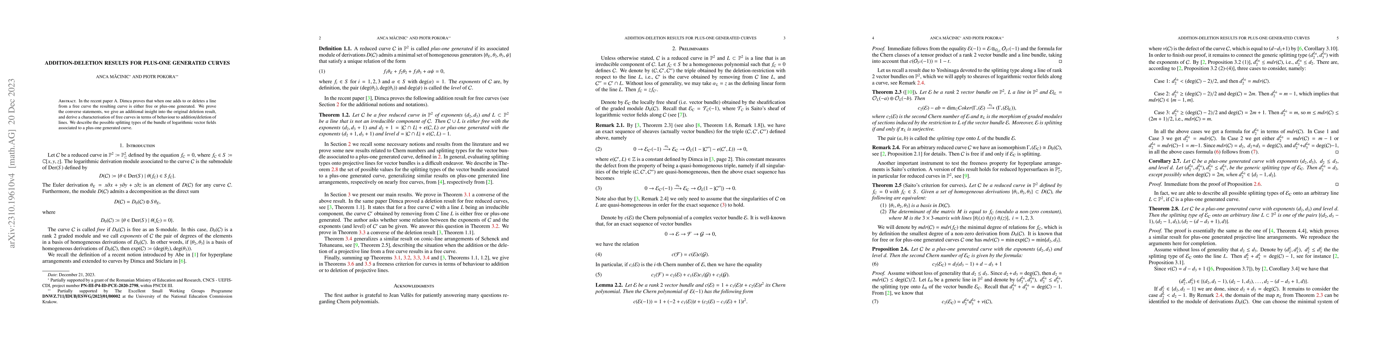 Thumbnail for Addition-deletion results for plus-one generated curves