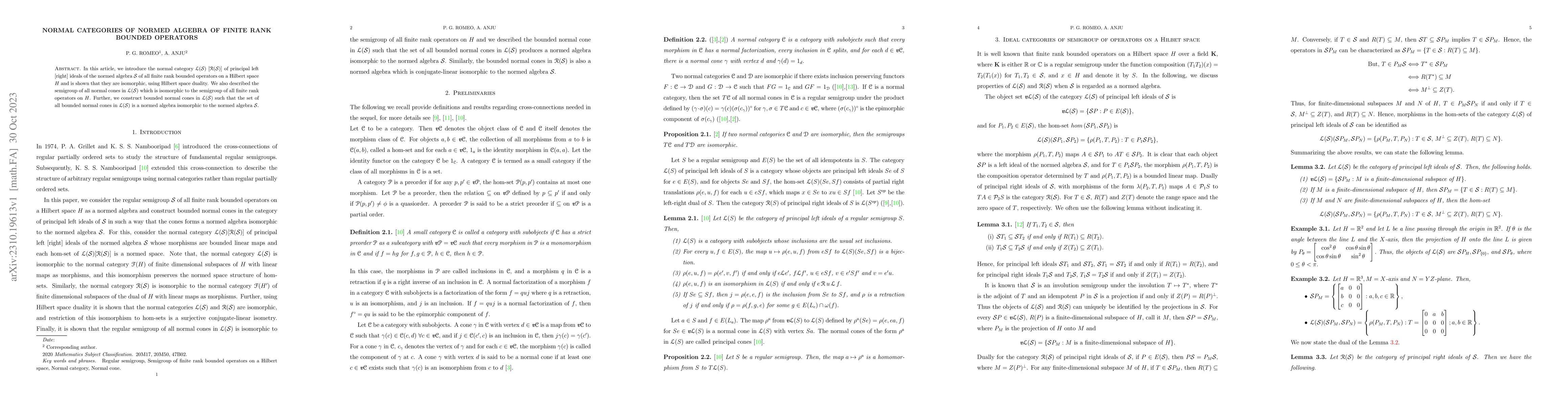 Thumbnail for Normal categories of normed algebra of finite rank bounded operators