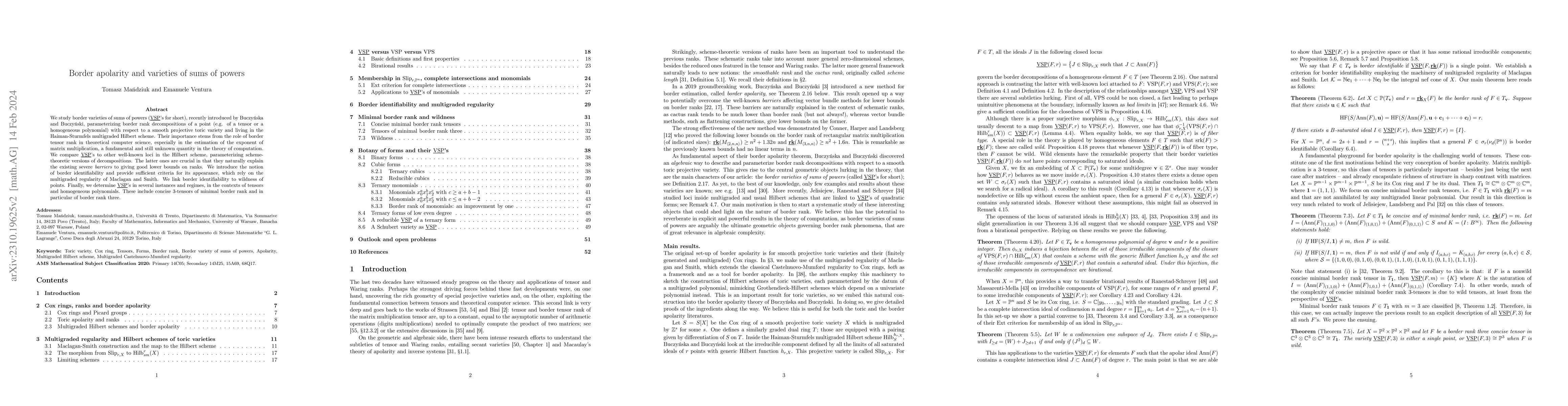 Thumbnail for Border apolarity and varieties of sums of powers