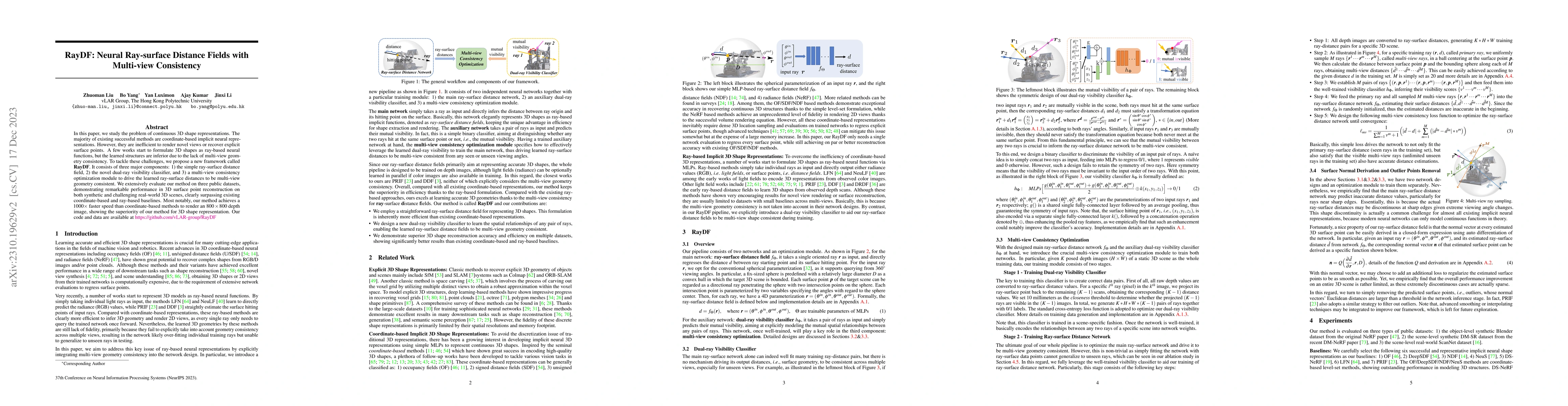 Thumbnail for RayDF: Neural Ray-surface Distance Fields with Multi-view Consistency