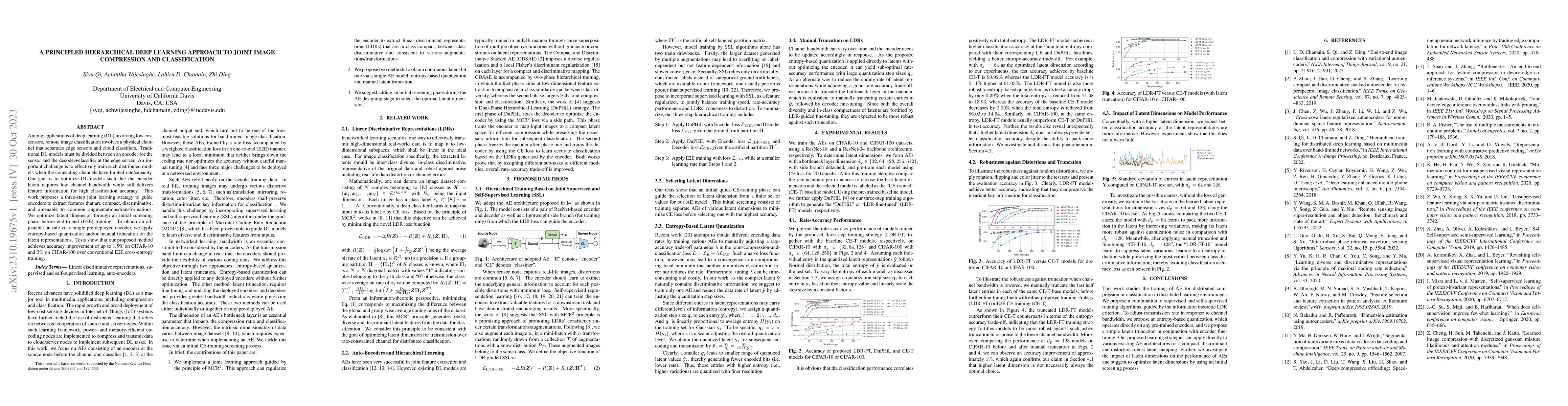 Thumbnail for A Principled Hierarchical Deep Learning Approach to Joint Image
  Compression and Classification