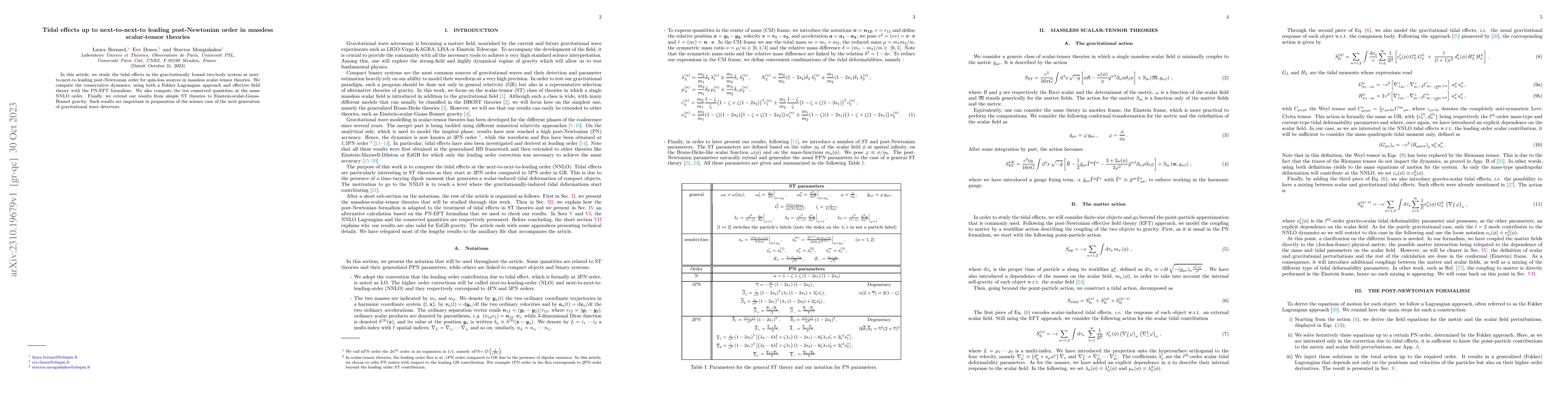 Thumbnail for Tidal effects up to next-to-next-to leading post-Newtonian order in
  massless scalar-tensor theories