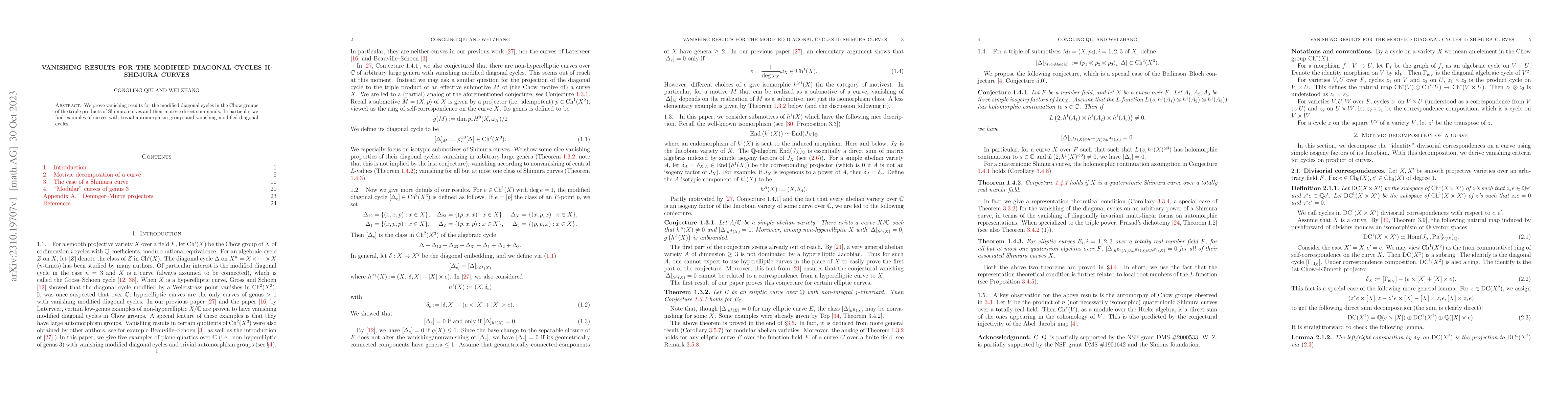 Thumbnail for Vanishing results for the modified diagonal cycles II: Shimura curves