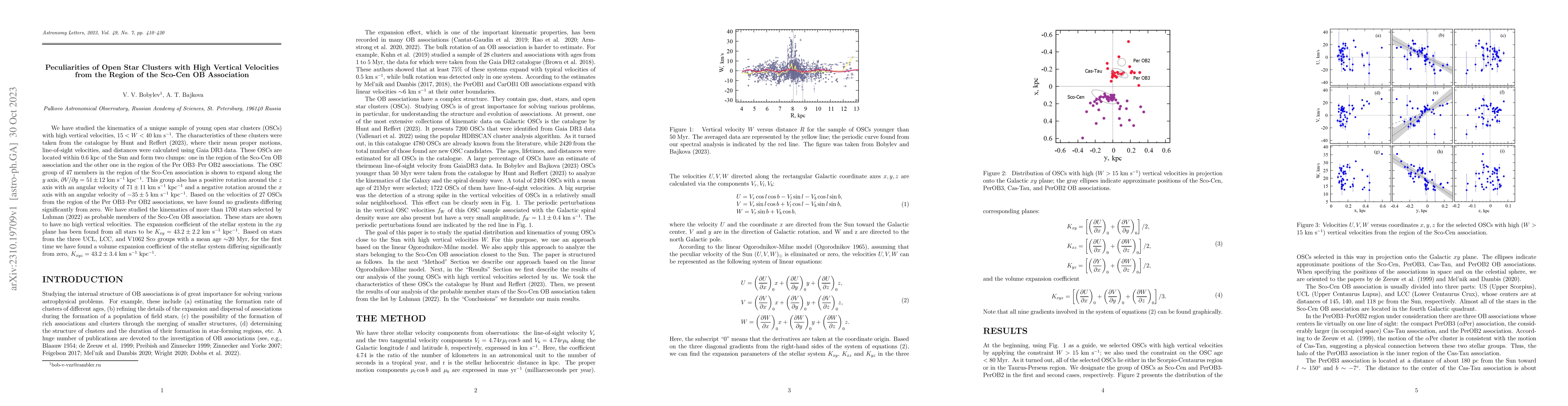 Thumbnail for Peculiarities of Open Star Clusters with High Vertical Velocities from
  the Region of the Sco-Cen OB Association