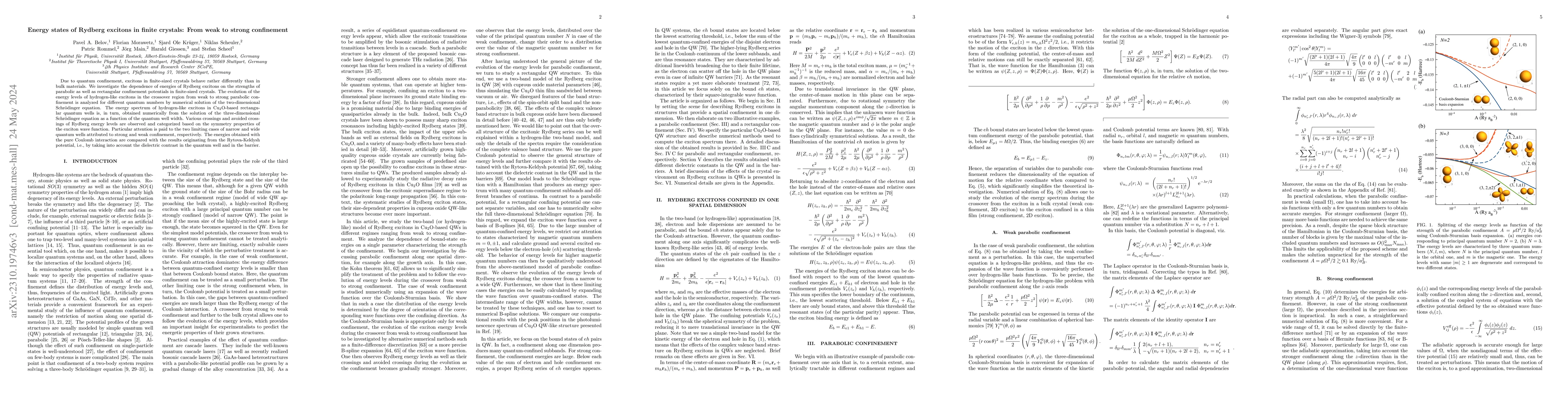 Thumbnail for Energy states of Rydberg excitons in finite crystals: From weak to
  strong confinement