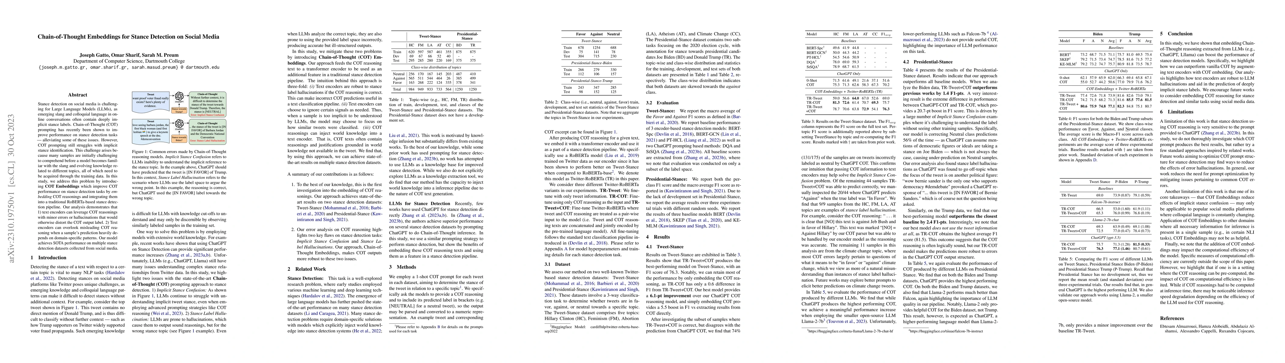 Thumbnail for Chain-of-Thought Embeddings for Stance Detection on Social Media