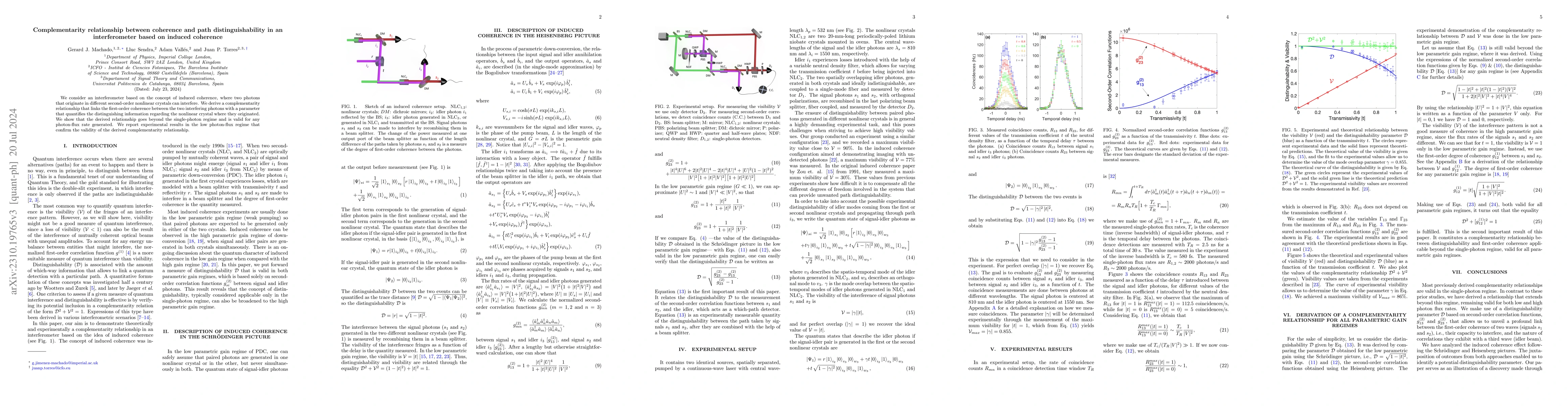 Thumbnail for Complementarity relationship between coherence and path
  distinguishability in an interferometer based on induced coherence