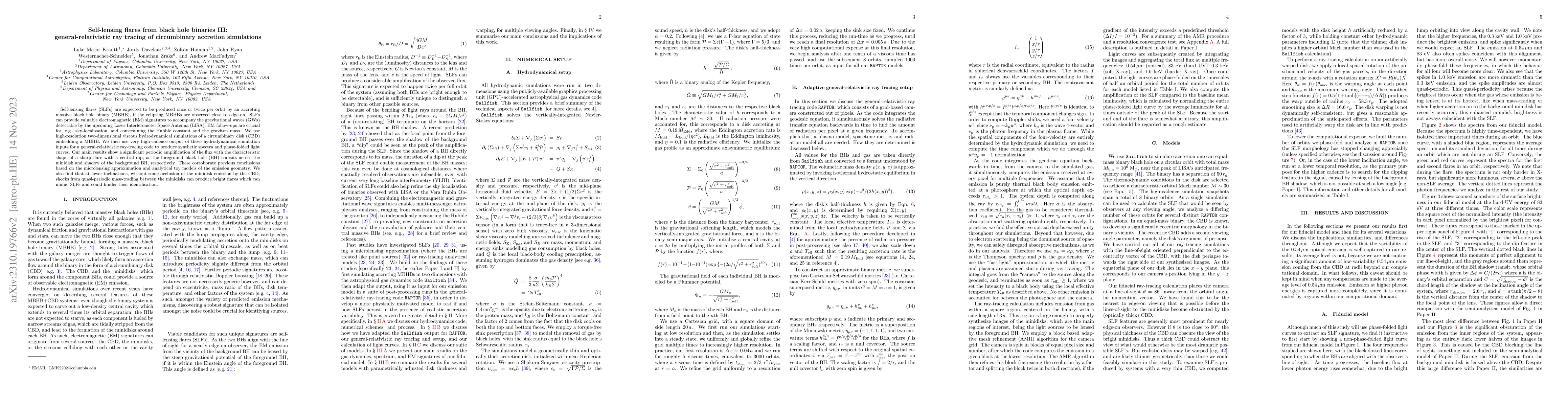Thumbnail for Self-lensing flares from black hole binaries III: general-relativistic
  ray tracing of circumbinary accretion simulations