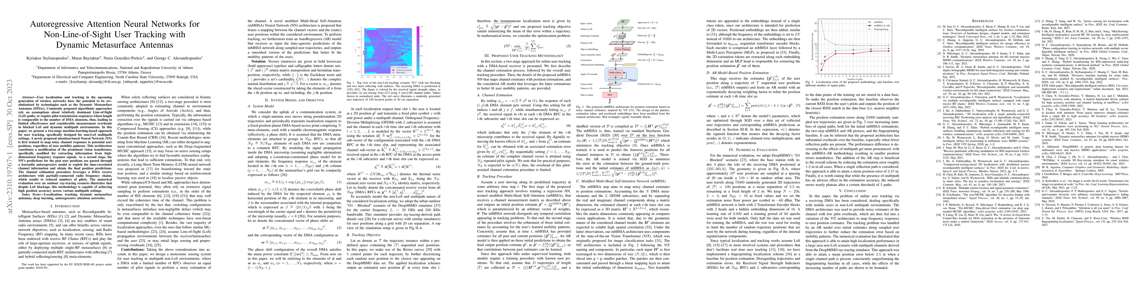 Thumbnail for Autoregressive Attention Neural Networks for Non-Line-of-Sight User
  Tracking with Dynamic Metasurface Antennas