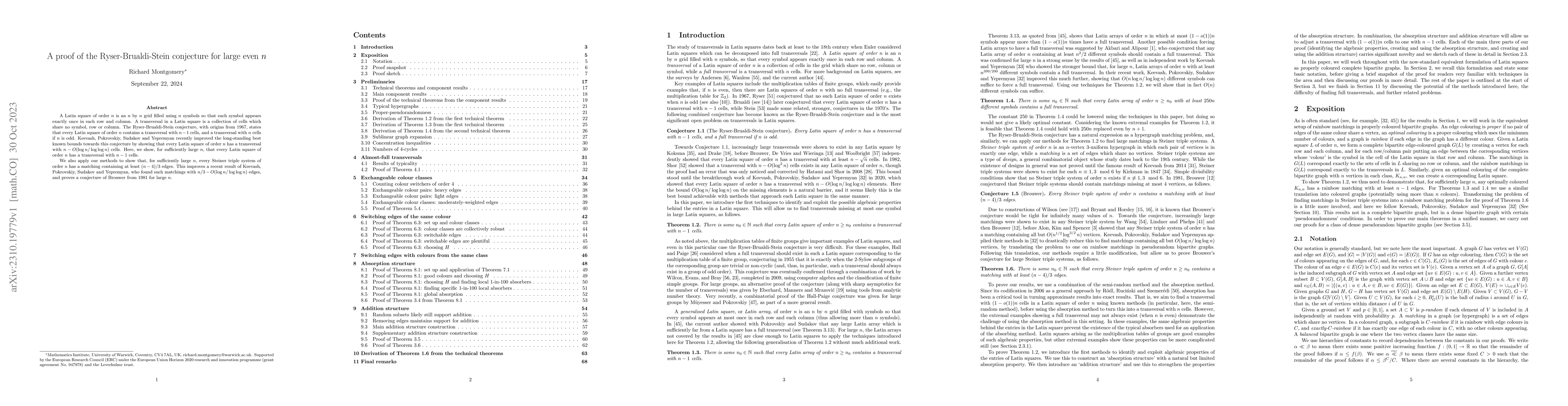 Thumbnail for A proof of the Ryser-Brualdi-Stein conjecture for large even $n$