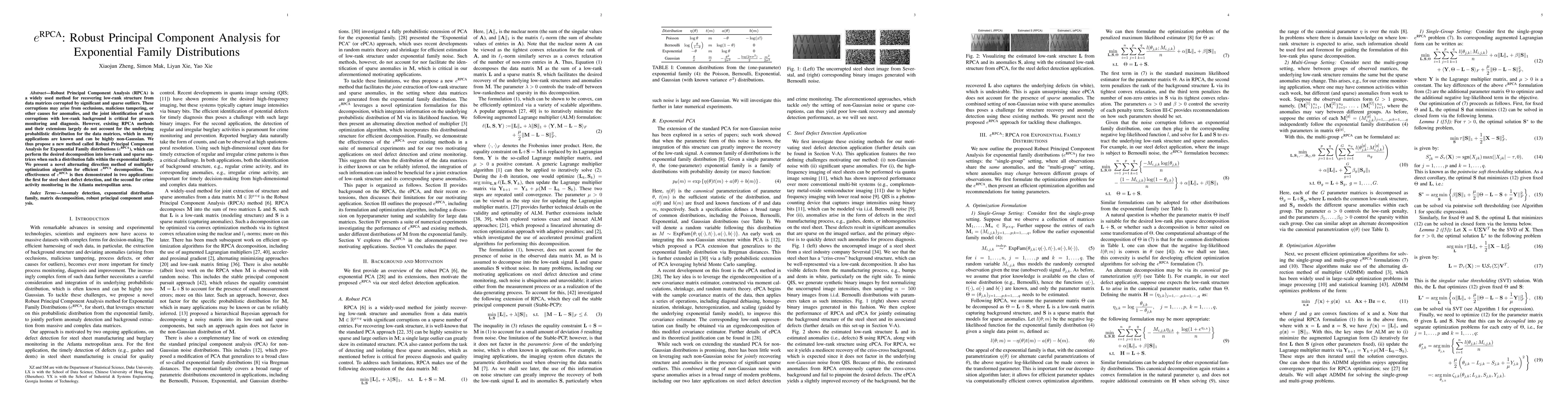 Thumbnail for $e^{\text{RPCA}}$: Robust Principal Component Analysis for Exponential
  Family Distributions