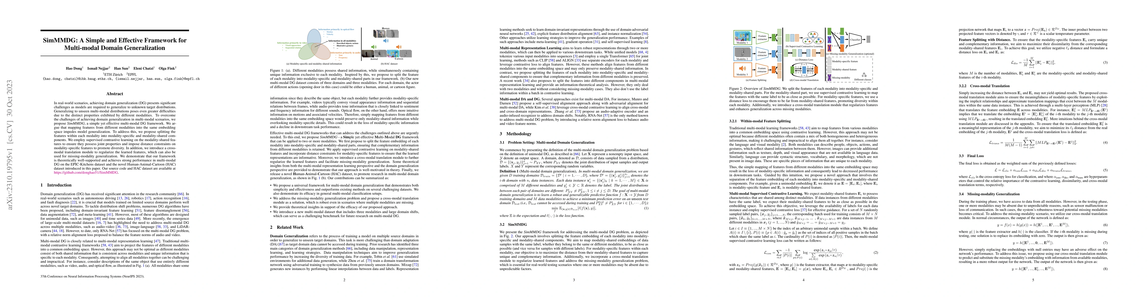 Thumbnail for SimMMDG: A Simple and Effective Framework for Multi-modal Domain
  Generalization