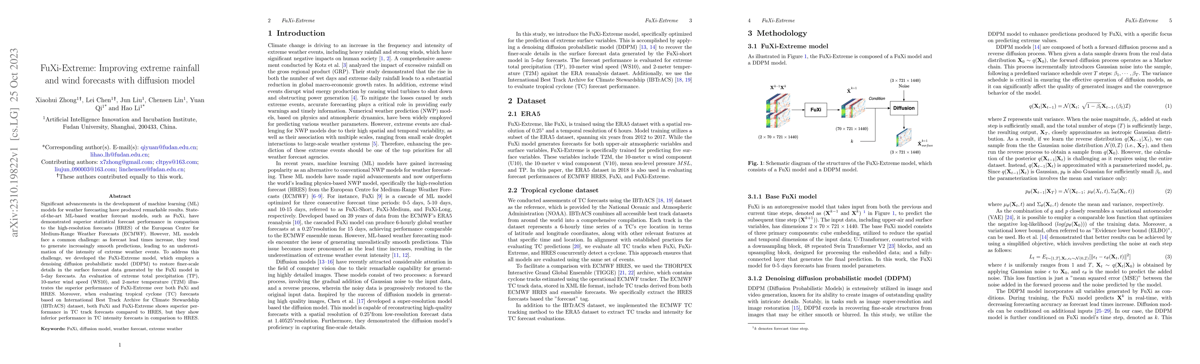 Thumbnail for FuXi-Extreme: Improving extreme rainfall and wind forecasts with
  diffusion model