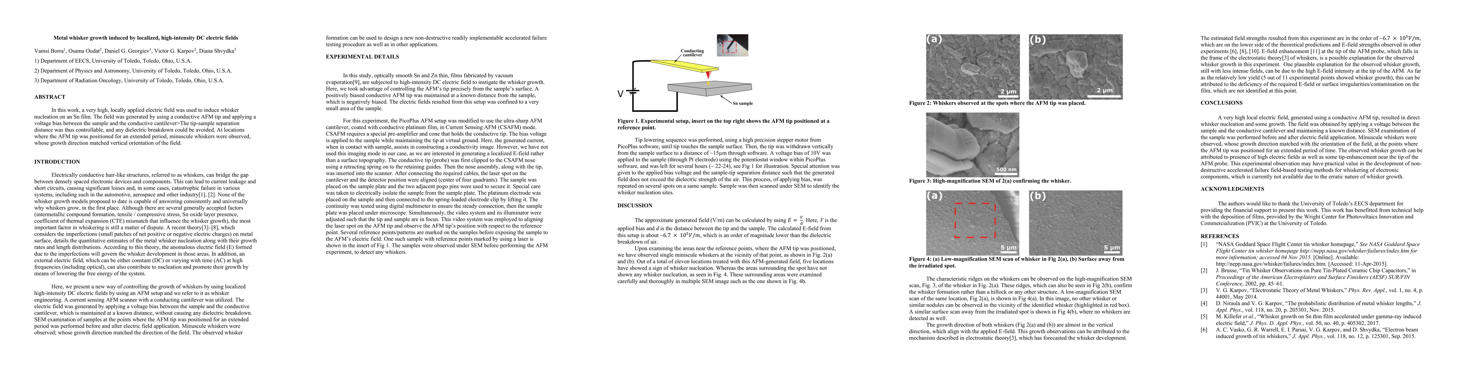 Thumbnail for Metal whisker growth induced by localized, high-intensity DC electric
  fields