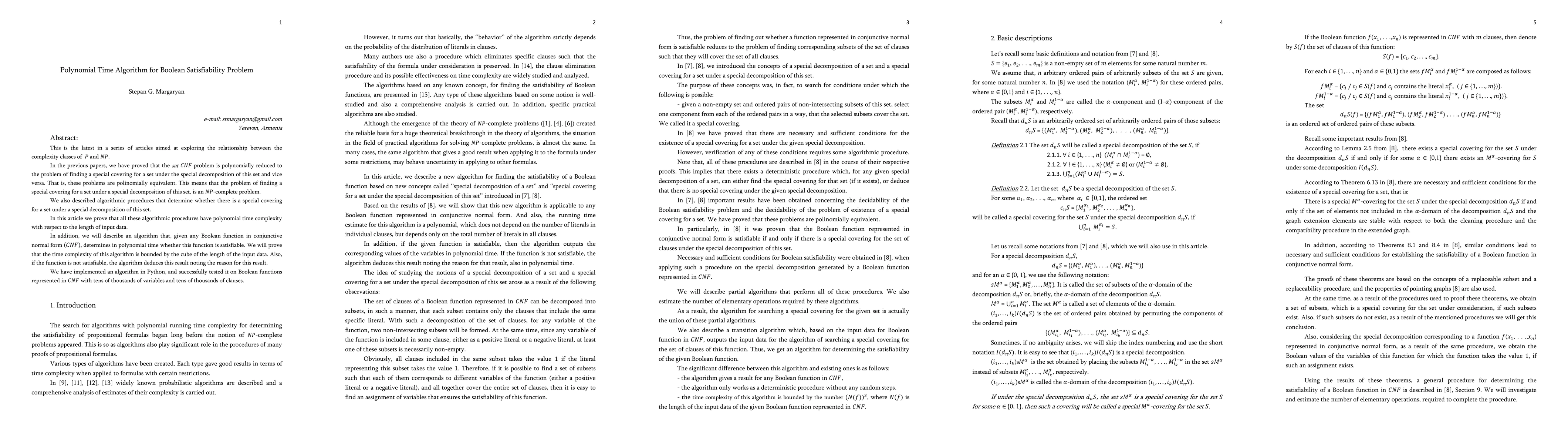 Thumbnail for Polynomial Time Algorithm for Boolean Satisfiability Problem