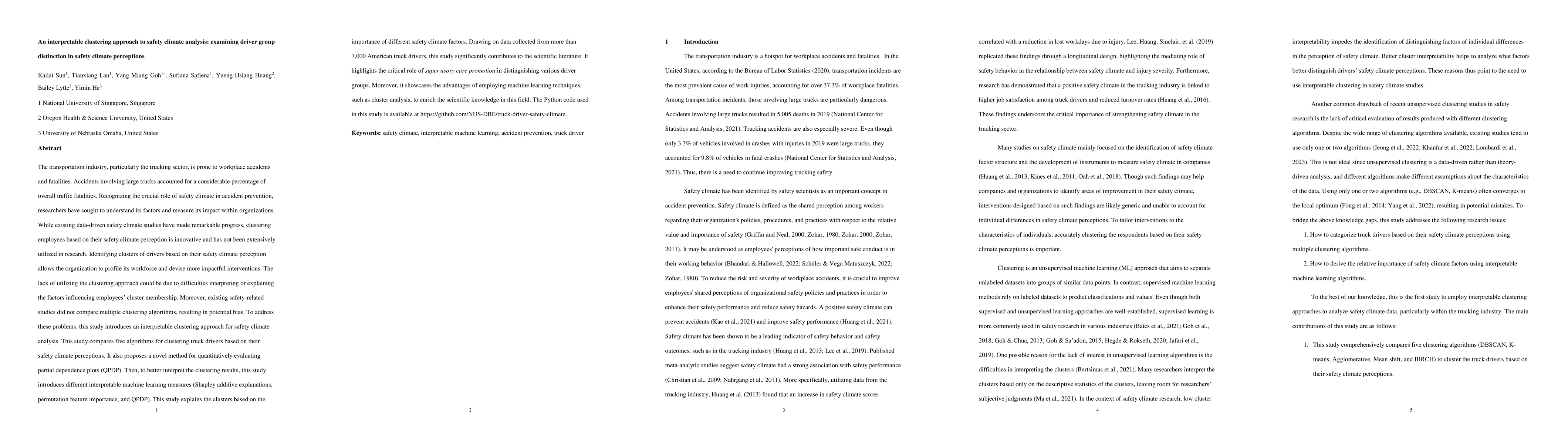 Thumbnail for An interpretable clustering approach to safety climate analysis:
  examining driver group distinction in safety climate perceptions
