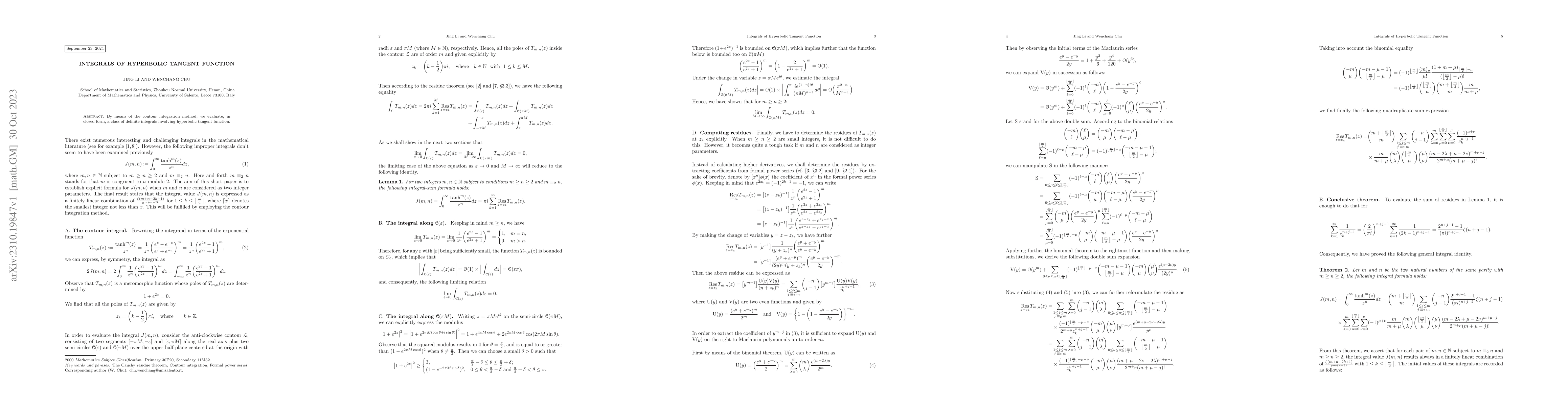 Thumbnail for Integrals of Hyperbolic Tangent Function