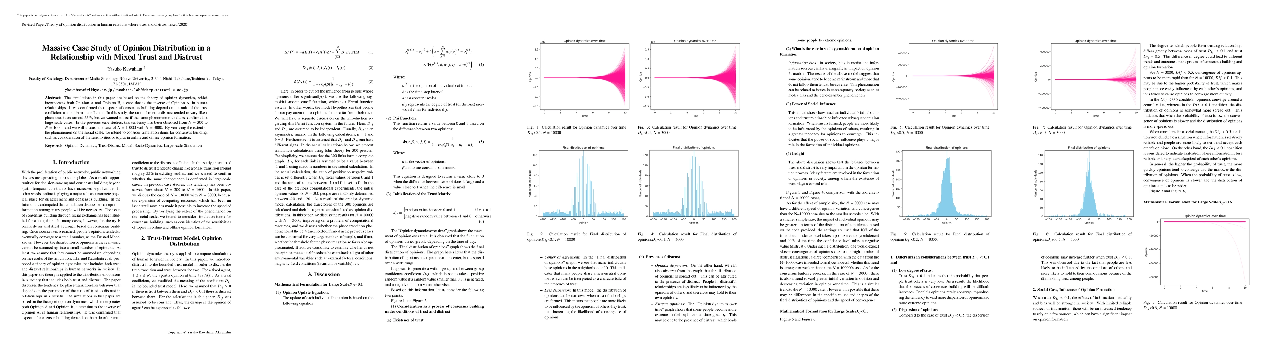 Thumbnail for Massive Case Study of Opinion Distribution in a Relationship with Mixed
  Trust and Distrust