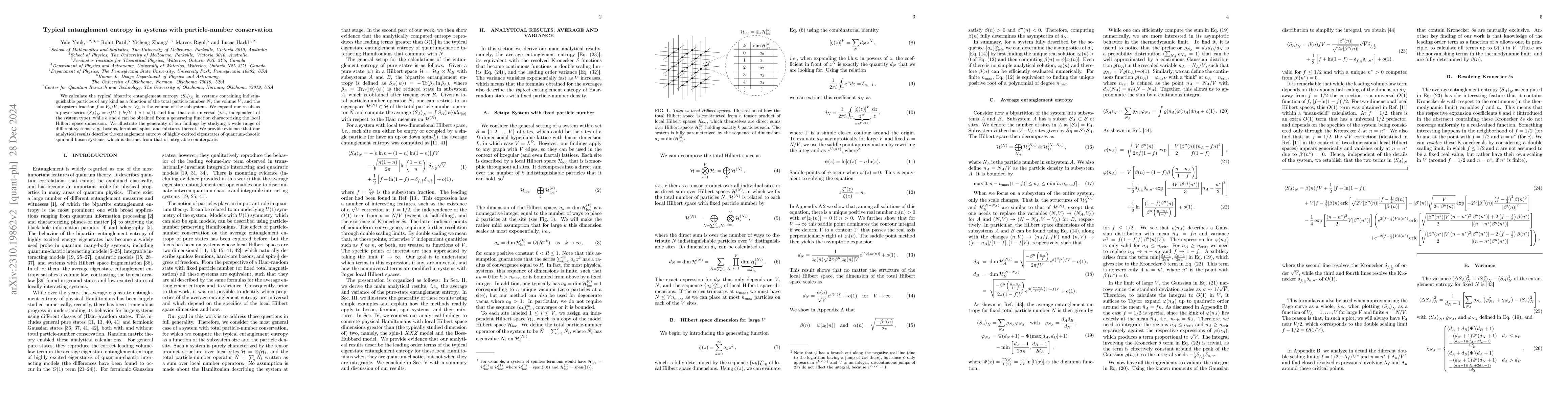 Thumbnail for Typical entanglement entropy in systems with particle-number
  conservation