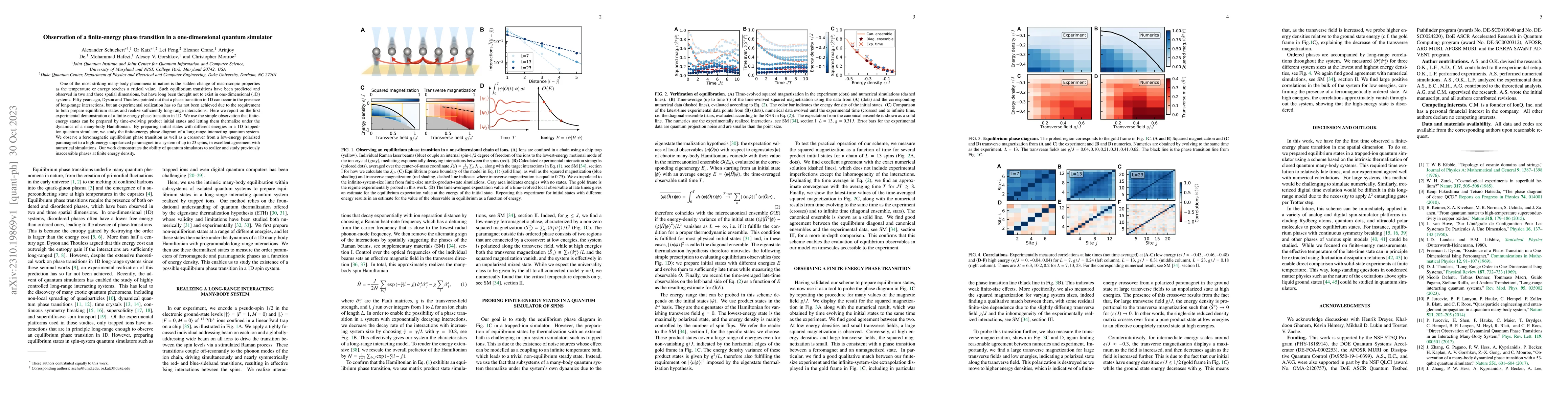Thumbnail for Observation of a finite-energy phase transition in a one-dimensional
  quantum simulator