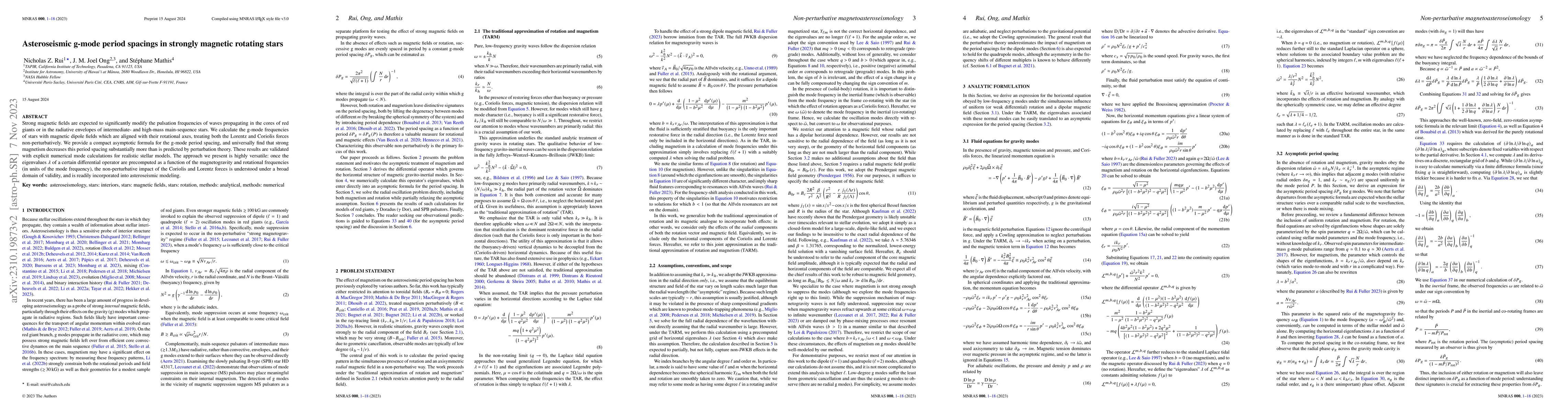 Thumbnail for Asteroseismic g-mode period spacings in strongly magnetic rotating stars