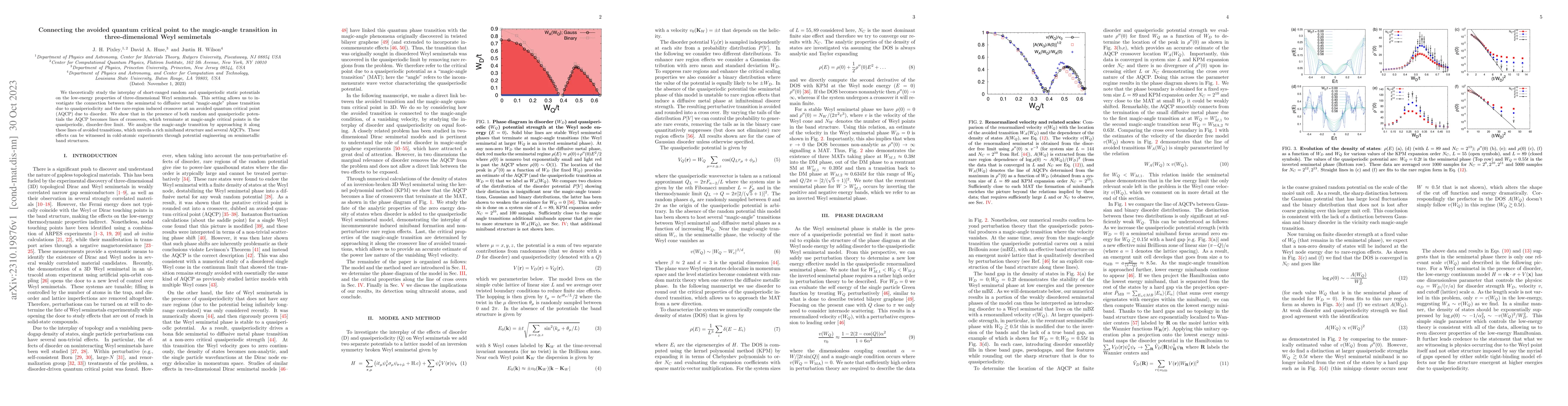 Thumbnail for Connecting the avoided quantum critical point to the magic-angle
  transition in three-dimensional Weyl semimetals