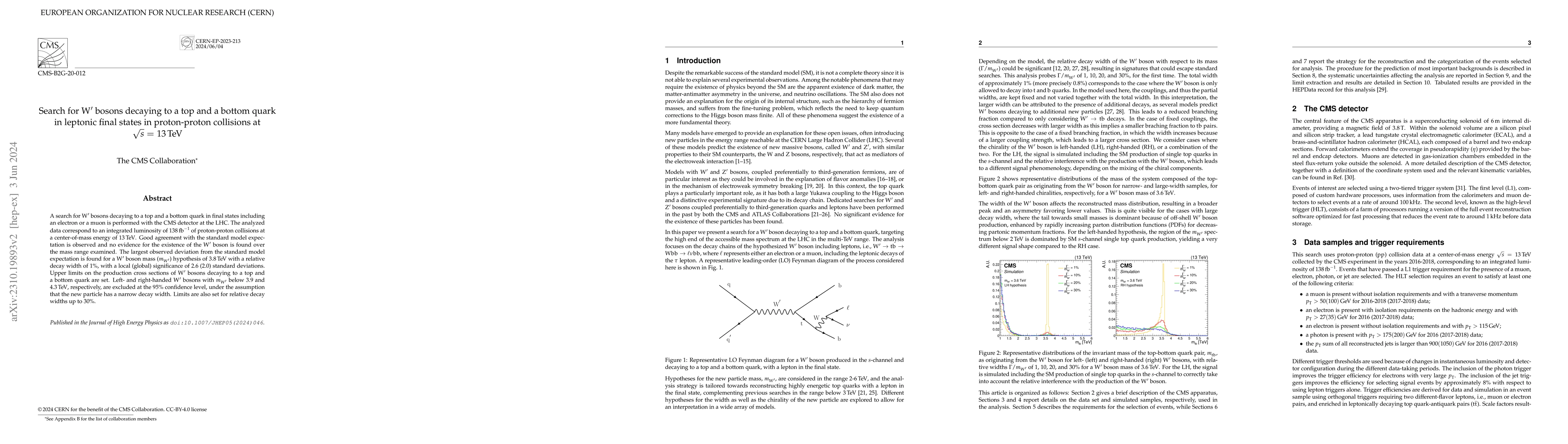 Thumbnail for Search for W' bosons decaying to a top and a bottom quark in leptonic
  final states in proton-proton collisions at $\sqrt{s}$ = 13 TeV