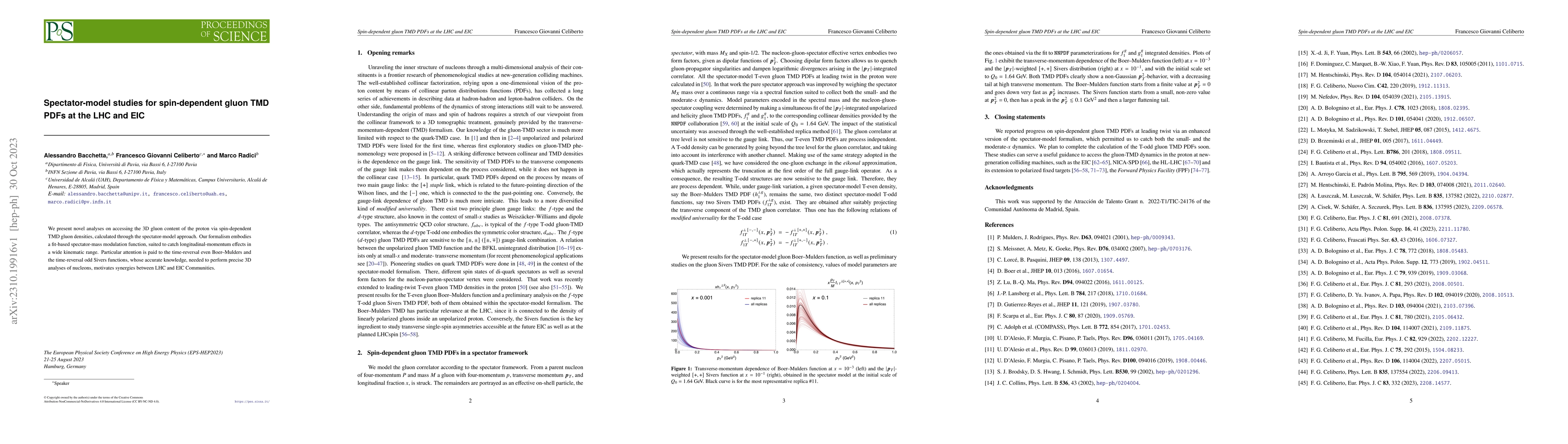 Thumbnail for Spectator-model studies for spin-dependent gluon TMD PDFs at the LHC and
  EIC