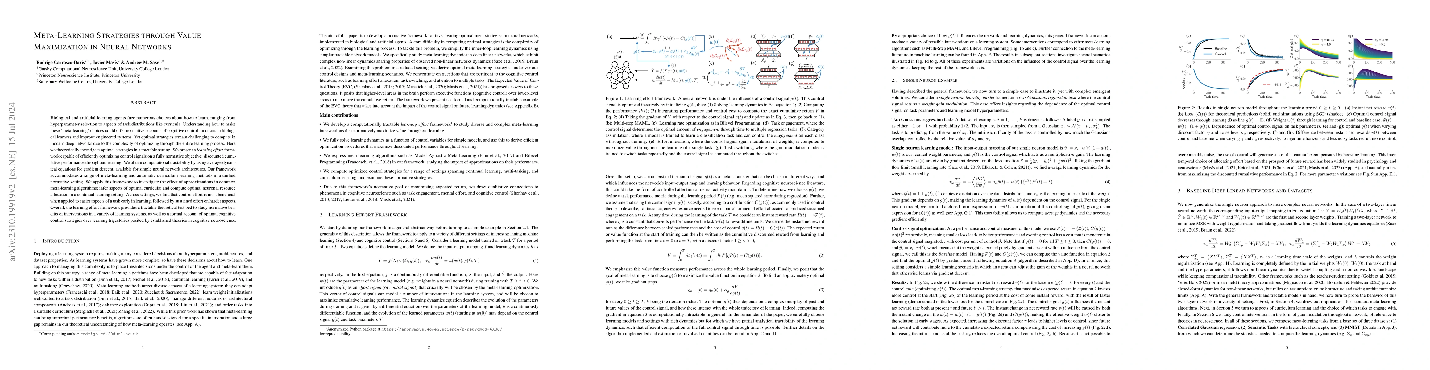 Thumbnail for Meta-Learning Strategies through Value Maximization in Neural Networks