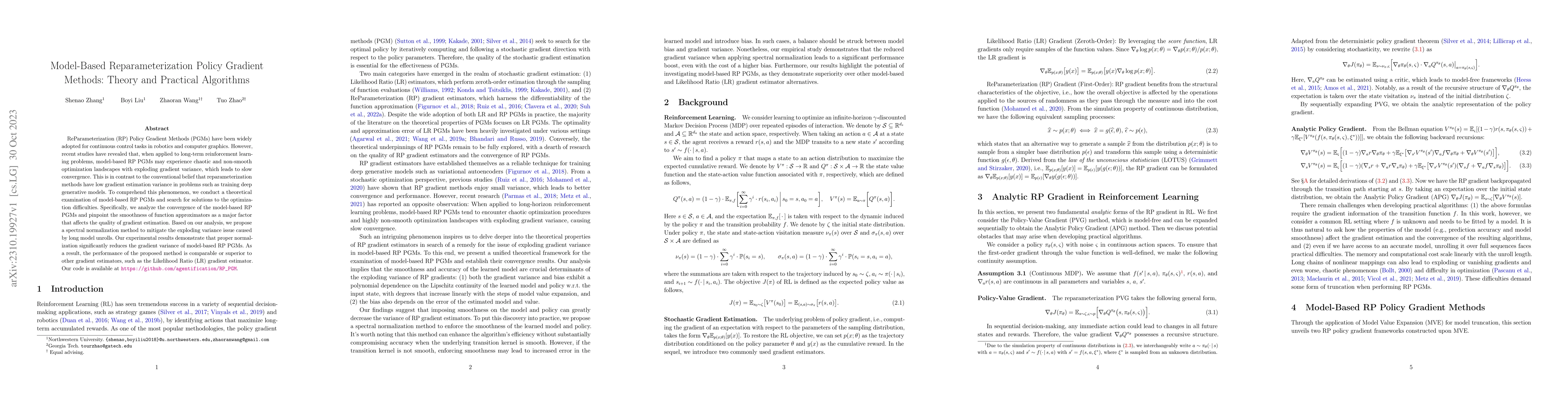 Thumbnail for Model-Based Reparameterization Policy Gradient Methods: Theory and
  Practical Algorithms