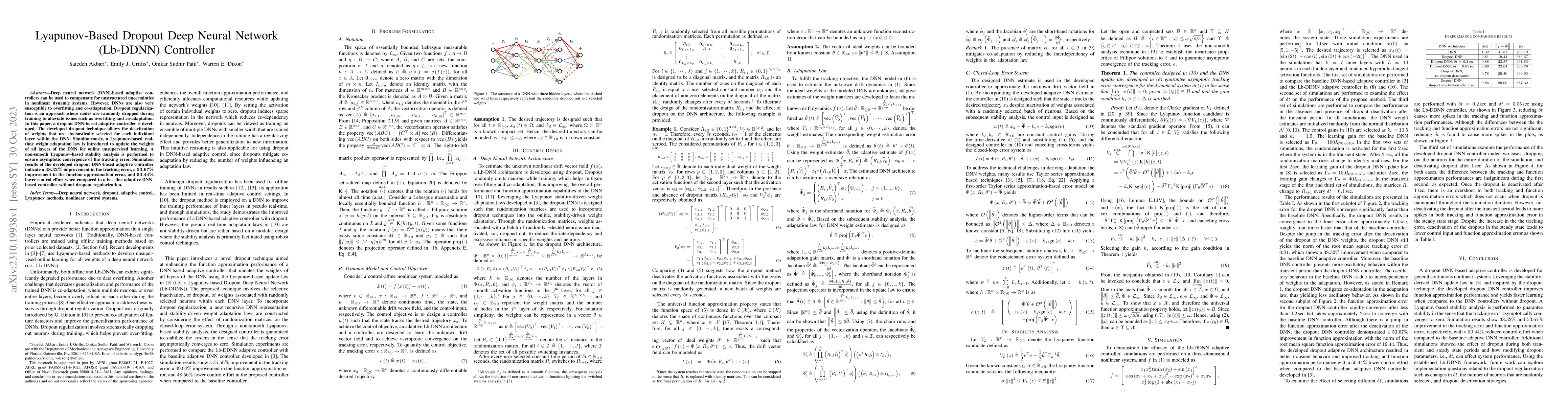 Thumbnail for Lyapunov-Based Dropout Deep Neural Network (Lb-DDNN) Controller