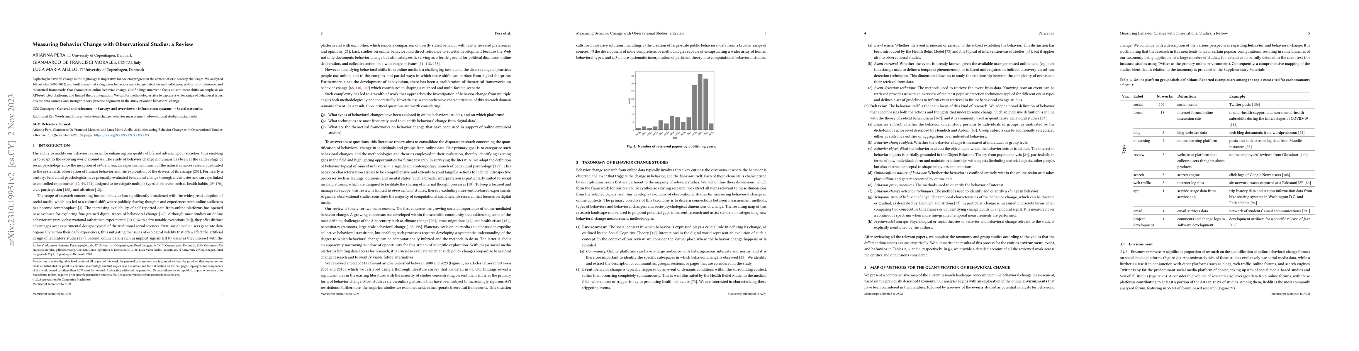 Thumbnail for Measuring Behavior Change with Observational Studies: a Review
