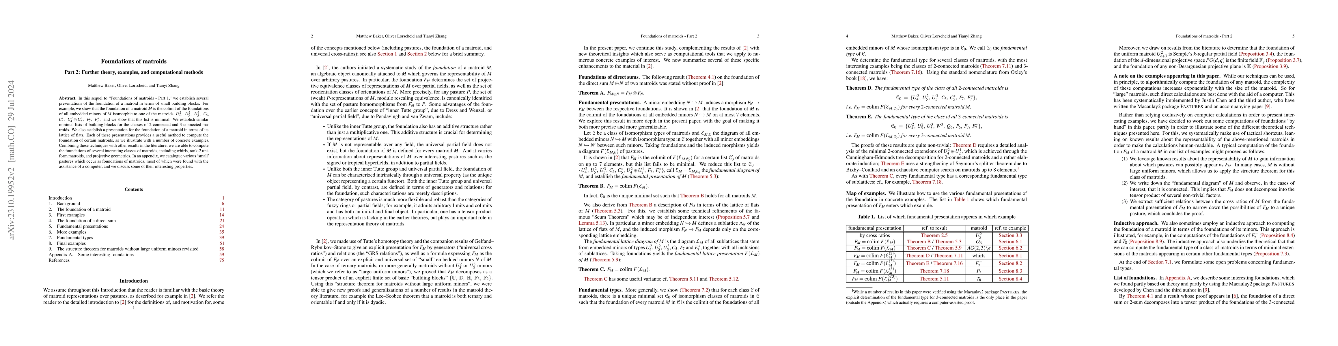 Thumbnail for Foundations of matroids -- Part 2: Further theory, examples, and
  computational methods
