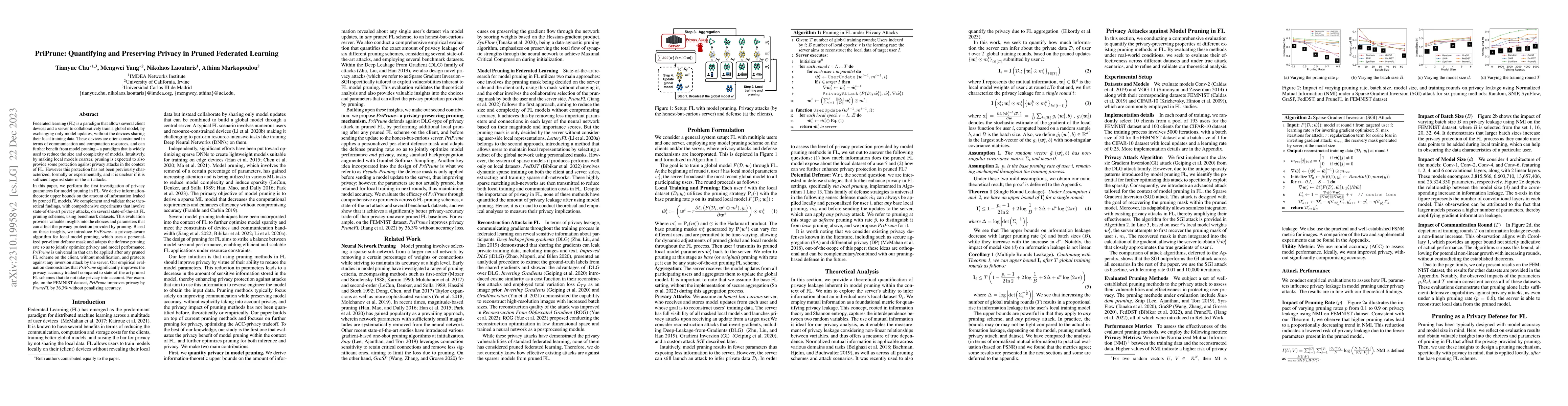 Thumbnail for PriPrune: Quantifying and Preserving Privacy in Pruned Federated
  Learning