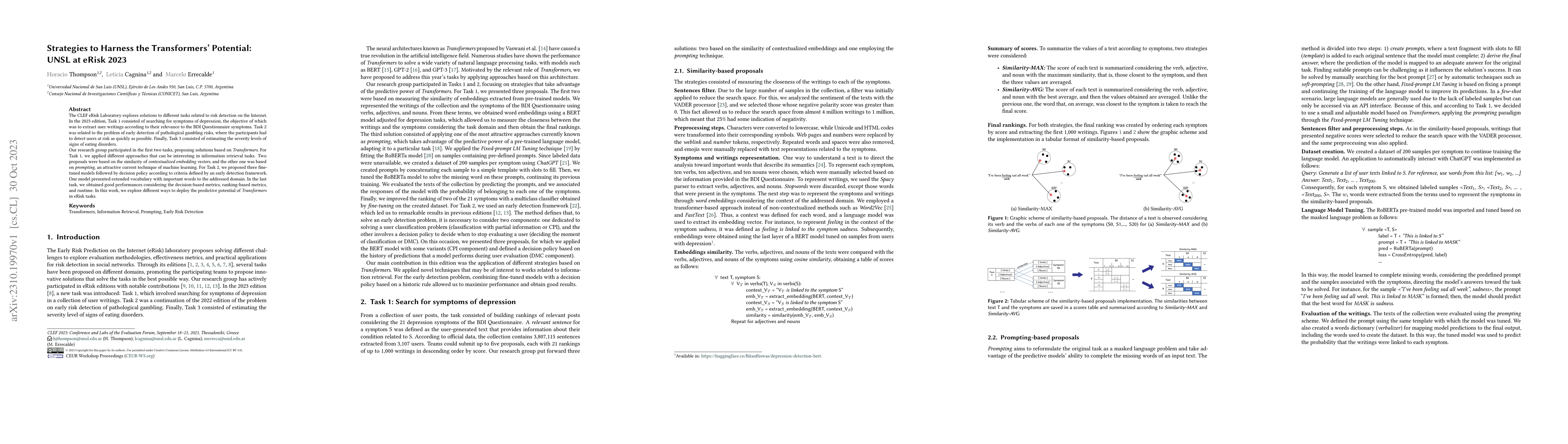 Thumbnail for Strategies to Harness the Transformers' Potential: UNSL at eRisk 2023